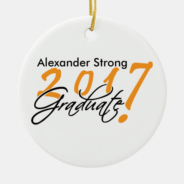 Black and Orange 2017 Graduation Ornament (Front)