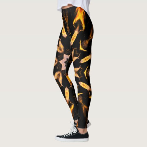 Black and Orange Abstract  Leggings