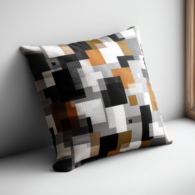 Black and Orange Abstract Pattern Throw Pillow (Creator Uploaded)