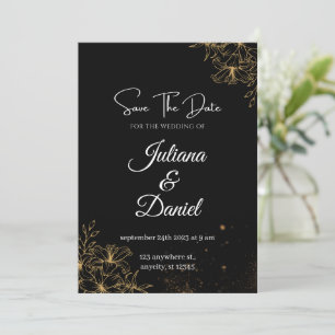 Black and Orange Aesthetic Wedding Invitations