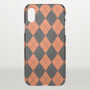 Black and Orange Argyle iPhone X Case