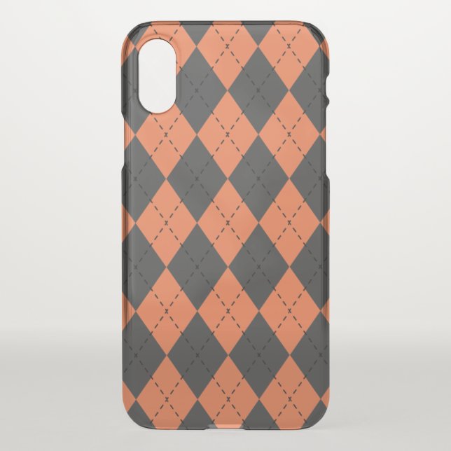 Black and Orange Argyle | iPhone X Case (Back)