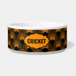 Black and Orange Art Deco Pattern Monogram<br><div class="desc">Black and orange Art Deco abstract flower pattern with a customizable name for your baby dog.</div>