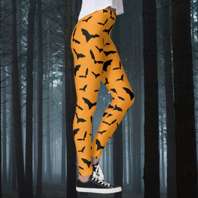 Black and Orange Bats Halloween Costume Leggings (Creator Uploaded)