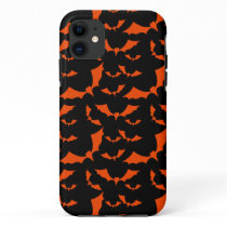 black and orange bats halloween pattern iPhone 11 case