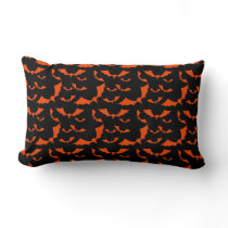 black and orange bats halloween pattern lumbar pillow