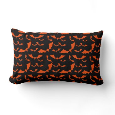 black and orange bats halloween pattern lumbar pillow