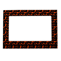 black and orange bats halloween pattern magnetic photo frame