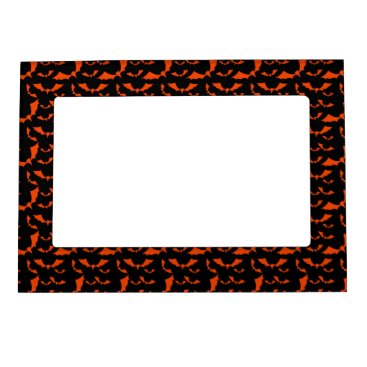 black and orange bats halloween pattern magnetic photo frame