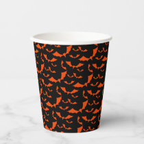 black and orange bats halloween pattern paper cup