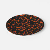 black and orange bats halloween pattern paper plates (Angled)