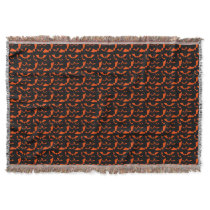black and orange bats halloween pattern throw blanket