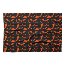 black and orange bats halloween pattern towel
