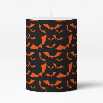 black and orange bats halloween pattern votive can pillar candle
