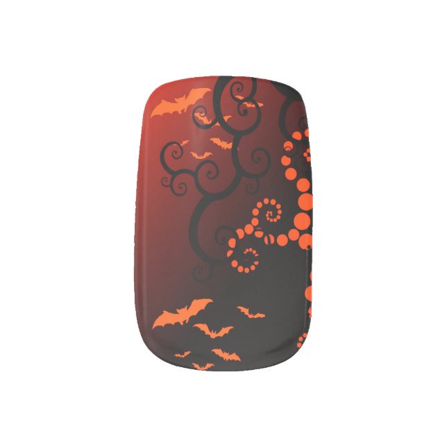 Black And Orange Bats Minx Nail Art (Left Thumb)