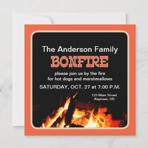 Black and Orange Bonfire Party Invitation