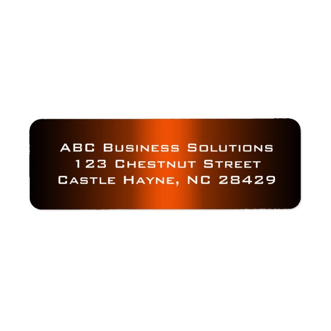 Black and Orange Business Return Address Sticker (Front)
