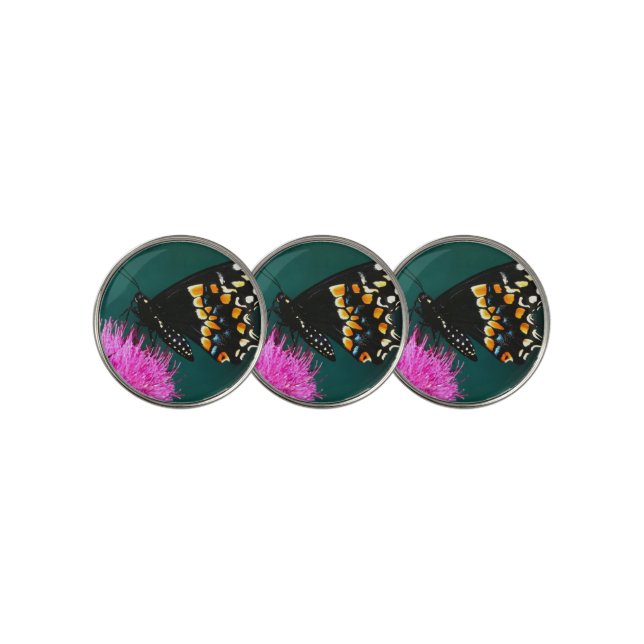 black and orange butterfly golf ball marker (3 Up)