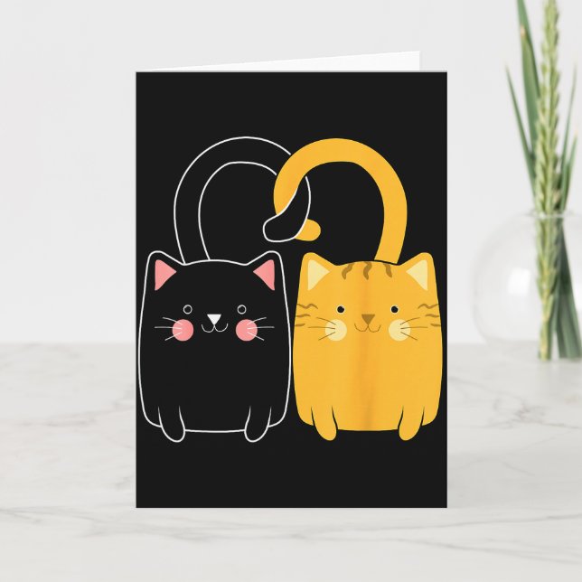 Black And Orange Cat Valentine Ginger Cat Valentin Card (Front)