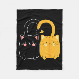 Black And Orange Cat Valentine Ginger Cat Valentin Fleece Blanket