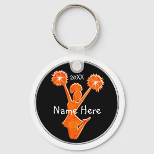 Black and Orange Cheap Cheer Keychains, YEAR, NAME Keychain
