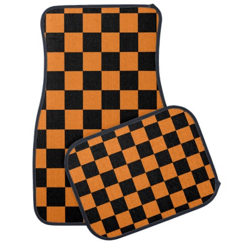 Black And Orange Checker Car Mats Set Of 4