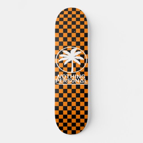 Black and Orange Checkerboard Skateboard