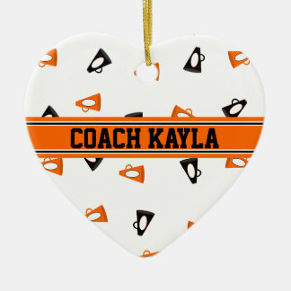 Black and Orange Cheer Megaphones Personalized Ceramic Ornament