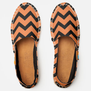 Black and orange chevron retro pattern Halloween Espadrilles