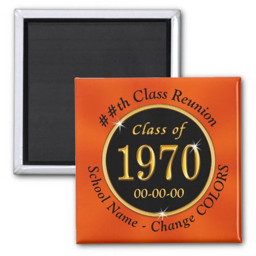 Black and Orange Class of 1970 50 year Reunion Magnet