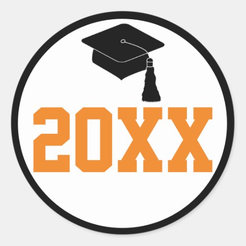 Black and Orange Class of 2024 Graduation Classic Round Sticker