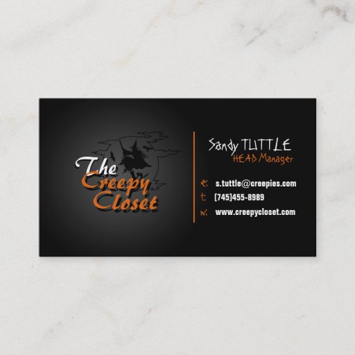 Customizable Black and Orange Creepy Business Card