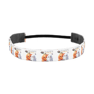 Black and Orange Cute Happy Halloween Athletic Headband