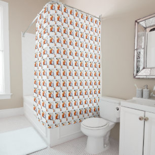 Black and Orange Cute Happy Halloween Shower Curtain