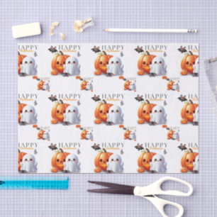 Black and Orange Cute Happy Halloween Tissue Paper