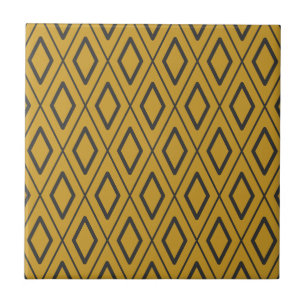 Black and orange dynamic geometric pattern ceramic tile