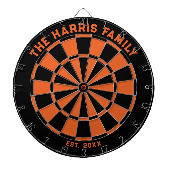 Black and Orange Family Dartboard with Darts (Front)