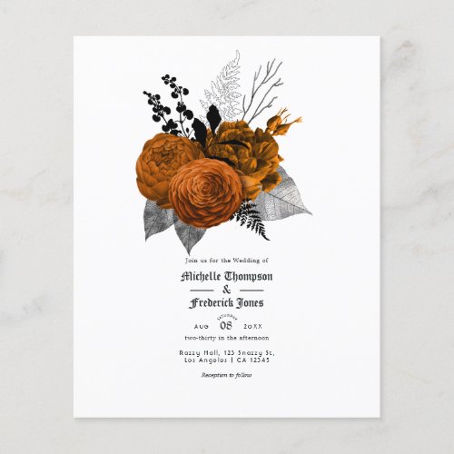 Black and Orange Floral Gothic Wedding Flyer