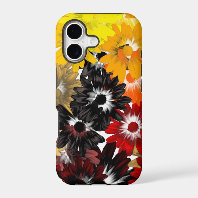 Black and orange floral iphone case (Back)