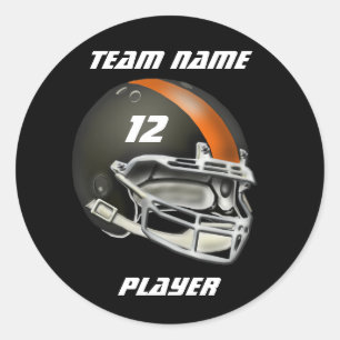 Black and Orange Football Helmet Classic Round Sticker