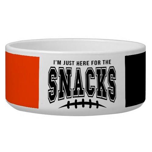 Black And Orange Football Here For The Snacks Pet Bowl