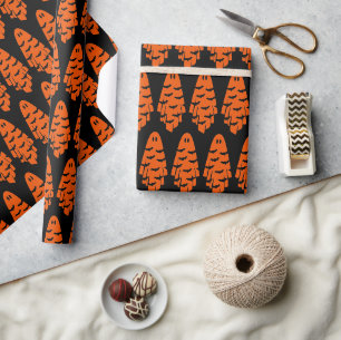Black and Orange Ghost Wrapping Paper