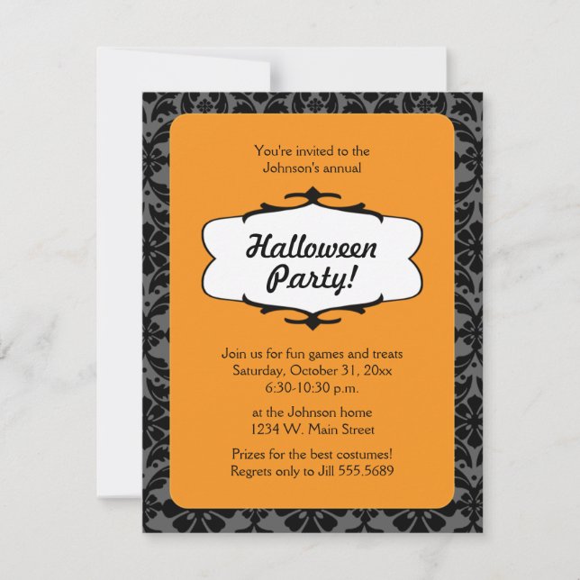 Black and Orange Gothic Halloween Party Invitation (Front)