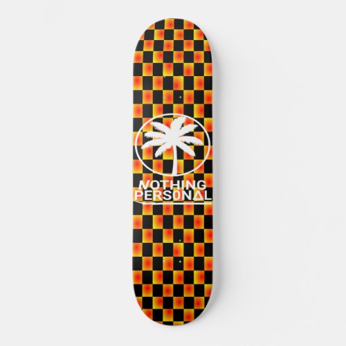 Black and Orange Gradient Checkered Skateboard