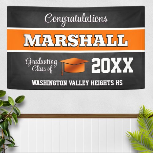 Black and Orange Graduation Party Banner