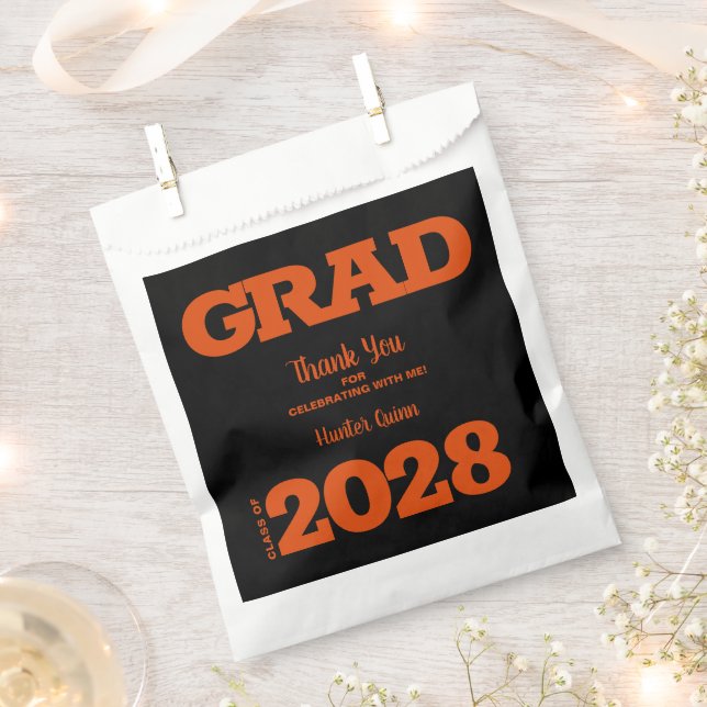 Black and Orange Graduation Party Favor Bag (Clipped)