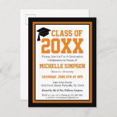 Black and Orange Graduation Party Invitation Postcard (Front/Back)