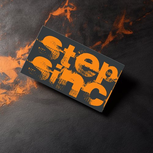 Black and Orange Grunge Typography Business Card