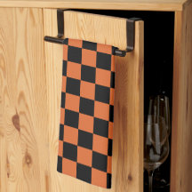 Black and Orange Halloween Checkerboard 