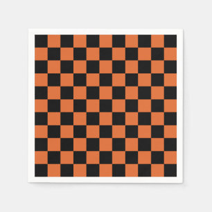 Black and Orange Halloween Checkerboard Napkins